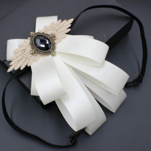 MIRELINA Alloy Mens Suit Lapel Flowers Polyester Faux Stone Bow Tie Necktie Fashion Neck Decoration Wedding