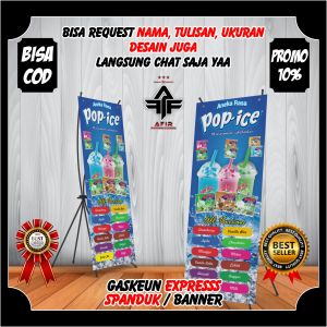 Spanduk Pop Ice / Banner Minuman Pop Ice Bisa Custom Ukuran