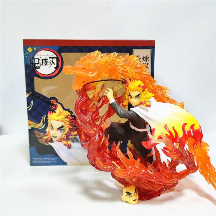 Anime Kimetsu no Yaiba Demon Slayer 17cm Rengoku Kyoujurou Fire Dragon Scene PVC Action Figure Collectible Gift Toy