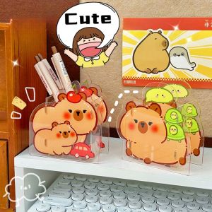 Capybara Pen Holder Cartoon Pufferfish Student Acrylic Desktop Stationery Storage Box Creative Student Stationery Gifts for Children and Girls