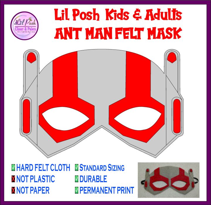 Lil Posh Kids & Adult ANT MAN Superhero Felt Mask Cosplay Costume ...