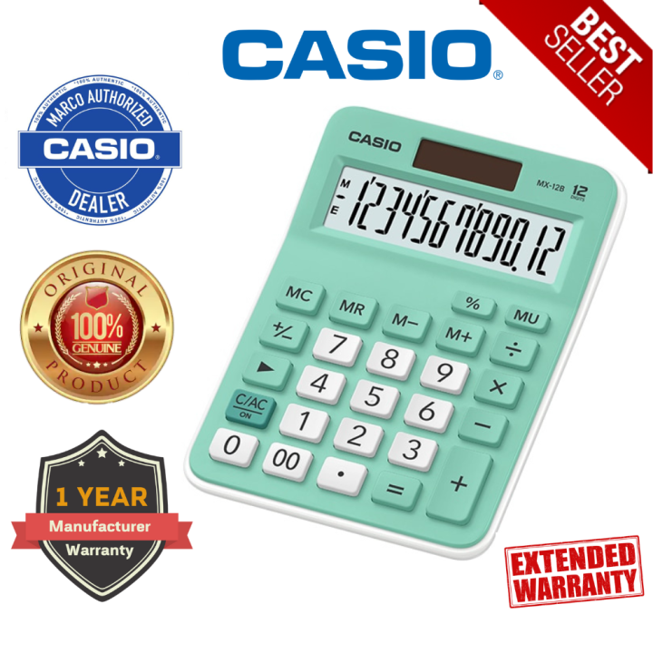 Genuine Casio MX-12B-GN Green Value Series Mini Desk Type