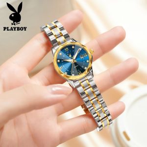 [ 100% ของแท้ ] PLAYBOY ลำลอง นาฬิกา ผู้หญิง กัน น้ำ แท้ ใหม่ สายสแตนเลส ส่องสว่าง นาฬิกาแฟชั่น