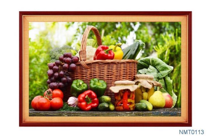 TRANH DÁN TƯỜNG TRANG TRÍ PHÒNG BẾP VẢI Lụa 3D. CAO 67CM NGANG94CM.TẶNG KEO DÁN TRANH