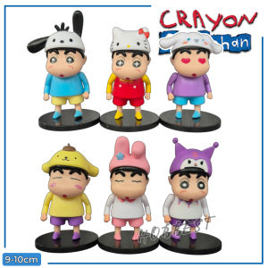 Action Figure CRAYON SHINCHAN x SANRIO set - Miniatur Topper Kue Pajangan Mainan Sinchan Hello Kitty
