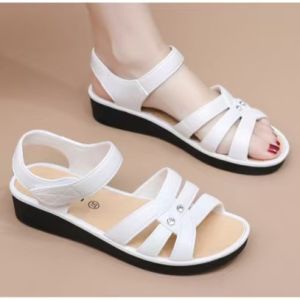 Fashionable Solid Color Low-Top Breathable High-Heeled WomenS Casual Wear-Resistant Sandals For Mothers