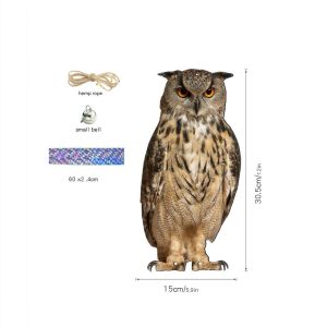 EASYTREND กันน้ำกันน้ำได้ หุ่นไล่กานกฮูกขับไล่นก สี่เหลี่ยมผืนผ้าทรงสี่เหลี่ยม ที่แขวนแขวน อุปกรณ์ทำให้นกตกใจปลอม เครื่องมือไล่นก กับระฆัง เครื่องไล่นก กิจกรรมกลางแจ้งกลางแจ้ง