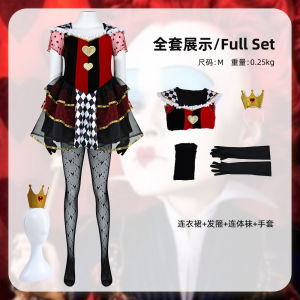 [] Alice in Wonderland: The Queen of Hearts cos Wear a Halloween Queen of Hearts short dress cosplay