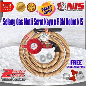 PAKET HEMAT NIS REGULATOR GAS ROBOT + SELANG GAS MOTIF KAYU