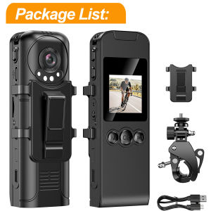 LOSFOM-Z02 Via WiFi Wireless Body Mini Action Worn Camera HD 1296P 128GB 1200mAh 7H DVR Audio Video Recorder BodyCam Camcorder Wearable Portable Police Camera Actioncam Motorcycle/Bike Dash Cam for Vlogging