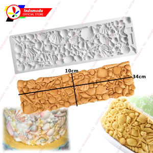 Indomada Cetakan Fondant Silikon Kerang Bintang Laut Campur Besar 34 x 10 cm Dekorasi Kue Puding Coklat Sugarpaste Resin Epoksi Seashell Starfish Cake Decoration Silicone Mold
