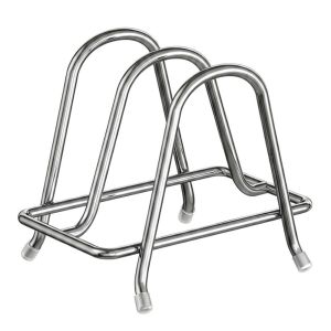 DIVATEN 3-Slot Cutting Board Holder Stainless Steel Space Saving Pot Lid Stand Non-Slip Feet Kitchen Storage Rack Kitchen Countertop