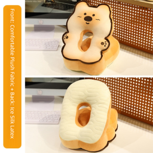 BEIBEI ขนมปังปิ้ง หมอนนอนสำนักงานคาปิบารา สองด้าน ผ้าไหมนุ่มและเย็น หมอนรองเอวสุนัข สร้างสรรค์ ยัดไส้ หมอนอุ่นมือแมว ของขวัญสำหรับผู้หญิง