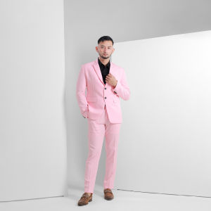 Jas Formal Pria - Setelan Jas Celana dan Rompi - Jas Pengantin Pria - Jas Premium Pria - Jas Wol Pria - PINK