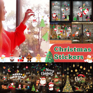 #21 STYLES#Christmas Window Sticker Wall Sticker Door Glass Decor Sticker Santa Claus Home Shop Decor