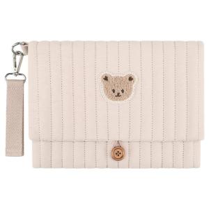 Multifunctional Baby Travel Diaper Bag Easy Attachable To Strollers Compact Foldable Design With Bear Embroidery