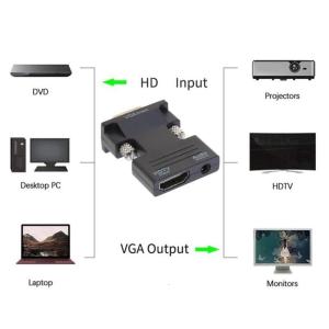 Để bộ chuyển đổi VGA với 3.5mm Cáp cho PC máy tính xách tay màn hình TV máy chiếu 1080p cho HD để bộ chuyển đổi VGA