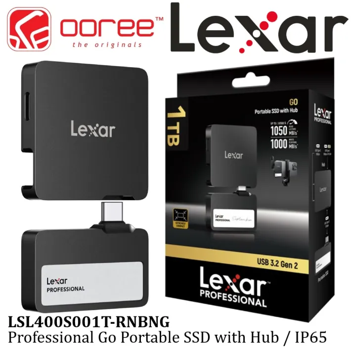 LEXAR SL400 Professional Go Portable SSD 1TB External Solid State Drive with Hub for ProRes Video LSL400S001T-RNBNG