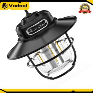 LED Camping Lantern Vintage 200LM Portable Camping Light Stepless Dimming Type-C USB Rechargeable for Outdoor Adventure