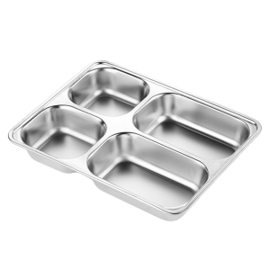 Multi Functional Stainless Steel Divided Plate For Cafeteria School Family Use Serving Tray Meal Organization Tool