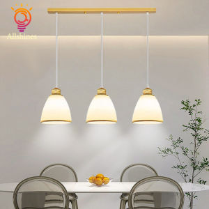 Hanging Light Retro 3 Head Glass Drop Light Ceiling Adjustable Length Copper Pendant Lights for Dining Room Living Room Cafe Bedroom Office Decorative Chandelier