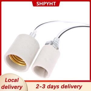 [COD] SHPYHT Local delivery Ship within 24 hours E14 E27 Ceramic Screw Lamp Holder LED Light Heat Resistant Adapter Home Use Round Socket For Bulb Base With Cable