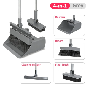 4-In-1 Foldable Rotatable Broom Penyapu Dan Penyodok Floor Broom Dustpan Set 便携折叠扫把