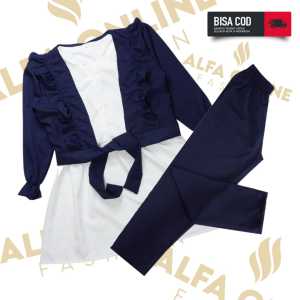 Baju stelan Rompi Anak Perempuan Usia 8-12 Tahun Bahan Crinkle Airflow