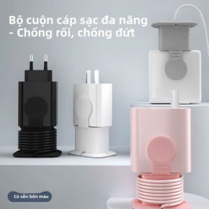 Bộ cuộn cáp sạc đa năng giá đỡ cuộn bảo vệ dây sạc chống rồi & đứt an toàn phù hợp mọi bộ sạc