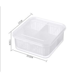 Refrigerator Storage Box Drainage Basket 2 in 1 4 Grids Refrigerator Organizer Meat Fruit Veggie Keeper