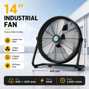 Industrial Floor Fan 12/14/16/18/20 Inch Powerful Airflow Energy Saving Durable Motor for Events