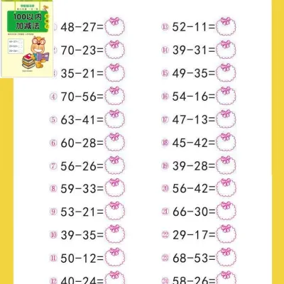 Pengurangan dan Penjumlahan Buku Kerja Matematika/Soal Latihan Matematika Anak - (10-100)