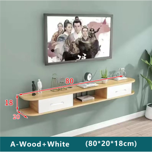 FOSWELL Hanging Tv Stand Wall Mounted Tv Cabinet Tv Stand With 2 Drawers Wooden Tv Cabinet Living Room Furniture