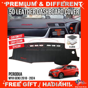 5D Leather Dashboard Cover PERODUA MYVI G3 GEN3 2018 - 2024 Cars Premium VIP 5D Custom Made Non-Slip Anti-Glar Mat