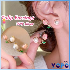 YoPo Korean Vintage Tulip Earrings Jewelry Accessories Women 925 silver