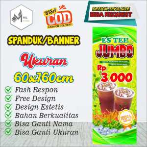 Spanduk Banner Size 60x160cm ES TEH JUMBO Free Custom Design Dan ukuran