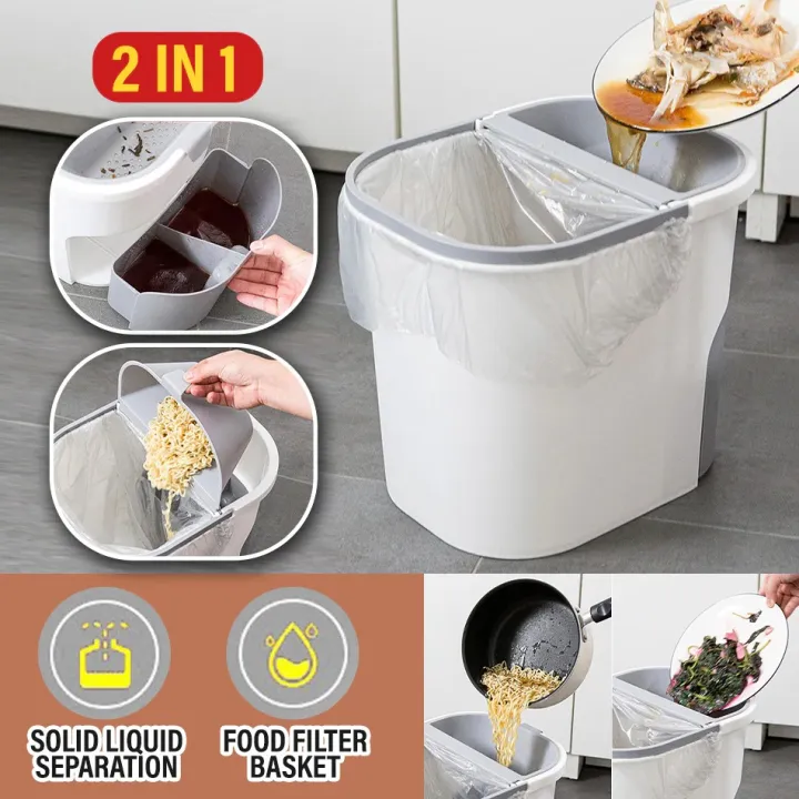 [Idrop] [ 2 IN 1 ] Solid & Liquid Waste Separation Rubbish Trash Bin ...