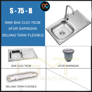 Bak Cuci Piring Stainless Steel 75cm I Wastafel Dapur Stainless 75cm x 40cm Food Grade