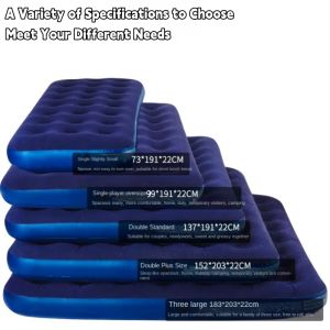 Air Mattress PVC Foldable Mattress Double/Single Thickened Flocked Mattress Outdoor Tent Inflatable Mattress Home Floor Mat Multi Size Home Inflatable Bed Strong Load Bearing