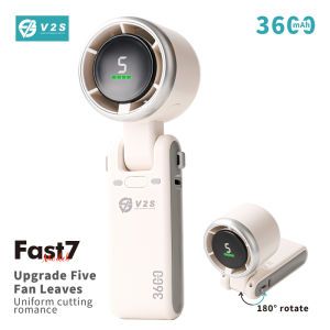 V2S FAST7 PORTABLE HIGH SPEED FAN 3600MAH RECHARGEABLE WITH DIGITAL DISPLAY & UNIFORM CUTTING ROMANCE
