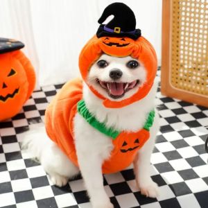 er52858 halloween costume for dog/cat Creative Dog Pumpkin Costume Halloween Cartoon Pet Cosplay Clothes Funny Hat Halloween Dog Hat Pet Accessories
