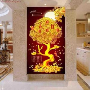 Tranh gạch trang trí 3d phong thủy phòng khách - HCNB8