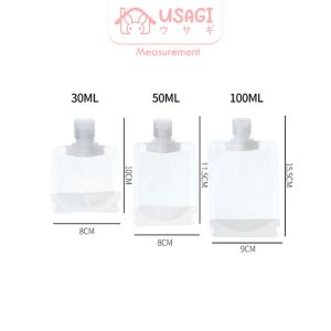 Usagi Official - Liquid Travel Plastic Pouch - 30ml / 50ml / 100ml Botol Refill Tempat Sabun Cair Travel Plastik Fliptop Travel Organizer - 30 ML 50 Ml 100 ml Pouches