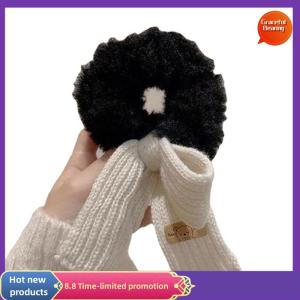 Graceful New Scrunchie Women Warm Hair Scrunchies Winter Knit Hair Ties Bow Hair Bands Plush Elastic Band Hair Accessories