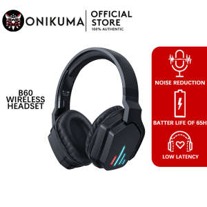 ONIKUMA B60 Wireless Gaming Headset Bluetooth Headphones Noise Cancelling Gaming Headphones 40mm Speaker Weaving Assist 3.5mm
