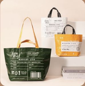 Q กระเป๋าช้อปปิ้ง กระเป๋าเสือมือ ถือแบบเรียบ ถูกแบบพับได้ ถุงรักษ์สิ่งแวดล กันน้ำ กันเปื้อน พร้อมส่ง