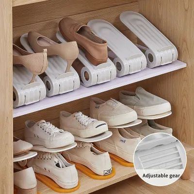 Adjustable Heights Shoe Stacker Anti Slip Shoes Storage Rack Durable Footwear Storage Stand For Space Saving Organizer