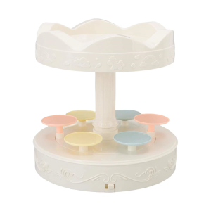 หอนำเสนอขนมแบบหมุนพร้อมดีไซน์2ชั้นและถาดแยก6ชั้นเพื่อความบันเทิงในบ้านในเชิงพาณิชย์