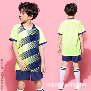 Childrens football uniform set for boys and girls summer short-sleeve training wear elementary school sports competition team uniform with printed numbers