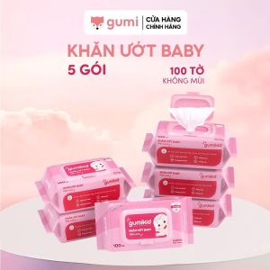 [KID] Thùng 10 gói khăn ướt Gumi không cồn không parabens cao cấp dành cho em bé.
